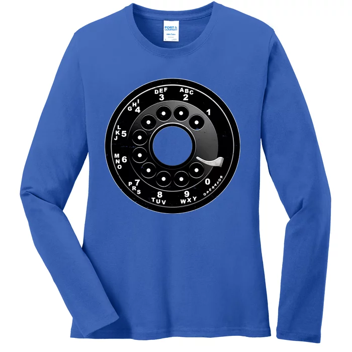 Vintage Retro Rotary Phone Dial Ladies Long Sleeve Shirt