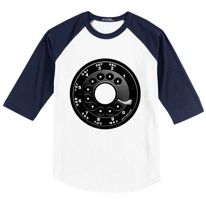 Vintage Retro Rotary Phone Dial Baseball Sleeve Shirt