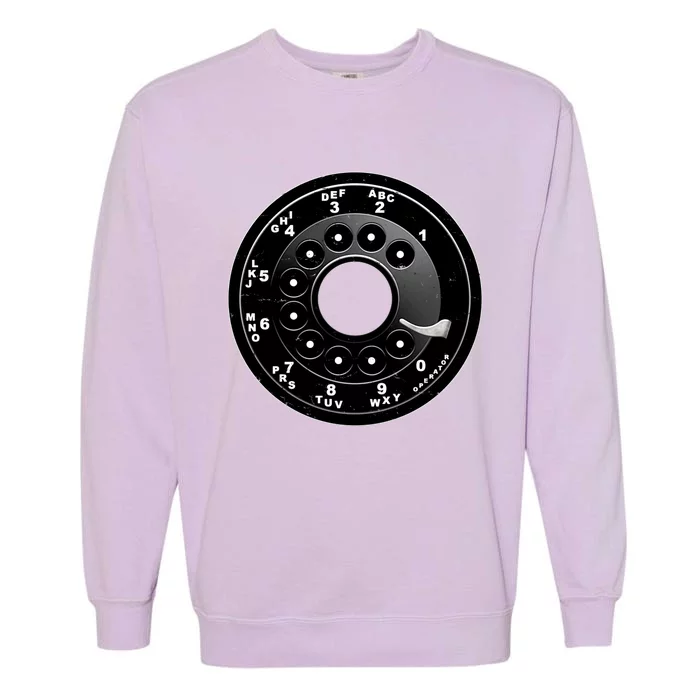 Vintage Retro Rotary Phone Dial Garment-Dyed Sweatshirt