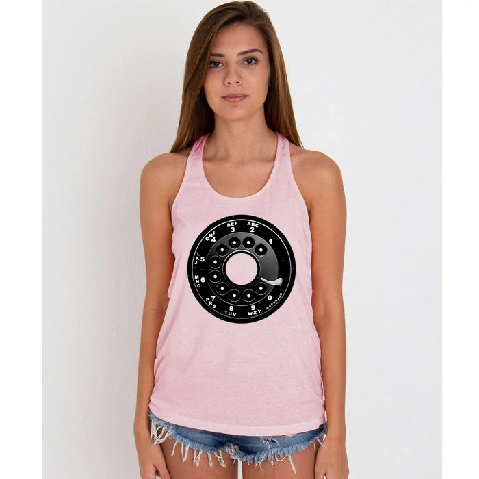 Vintage Retro Rotary Phone Dial Women's Knotted Racerback Tank