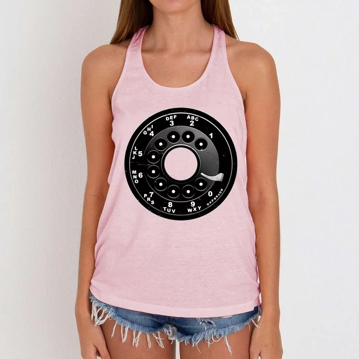 Vintage Retro Rotary Phone Dial Women's Knotted Racerback Tank