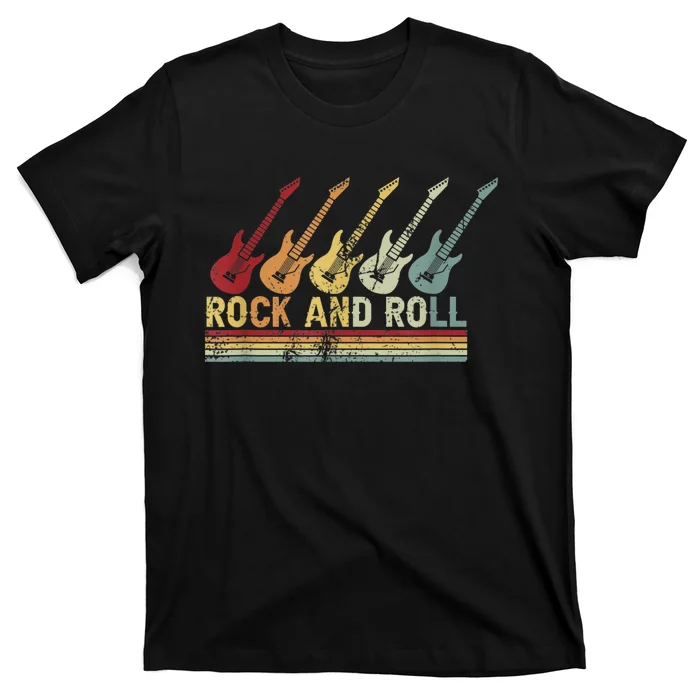 Vintage Retro Rock And Roll Guitar Music T-Shirt