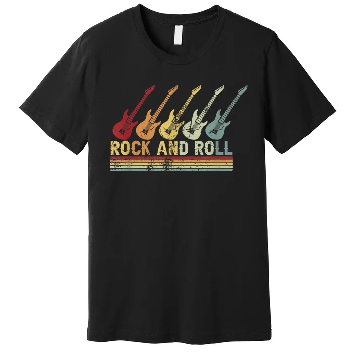 Vintage Retro Rock And Roll Guitar Music Premium T-Shirt