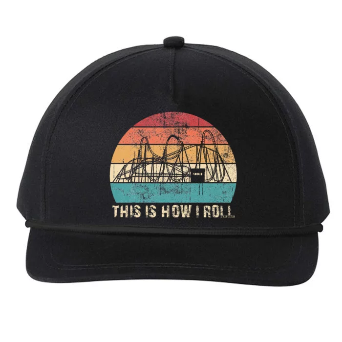 Vintage Retro Roller Coaster Amusement Park Snapback Five-Panel Rope Hat