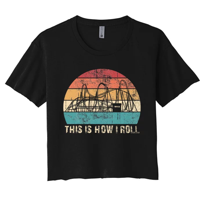 Vintage Retro Roller Coaster Amusement Park Women's Crop Top Tee