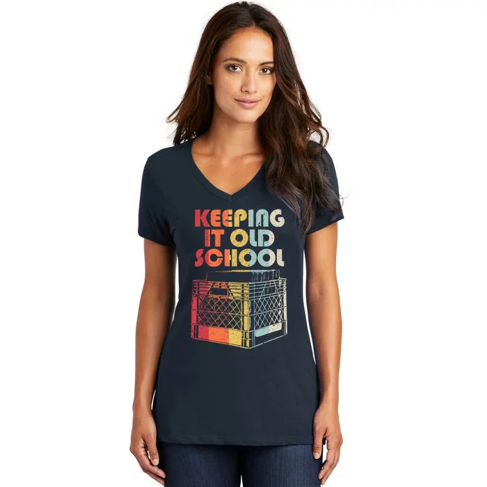 Vinyl Record. Retro Keeping It Old School Women's V-Neck T-Shirt