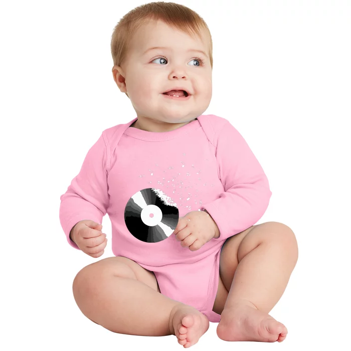 Vinyl Record Retro Music Notes Baby Long Sleeve Bodysuit