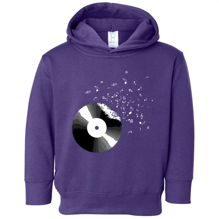 Vinyl Record Retro Music Notes Toddler Hoodie