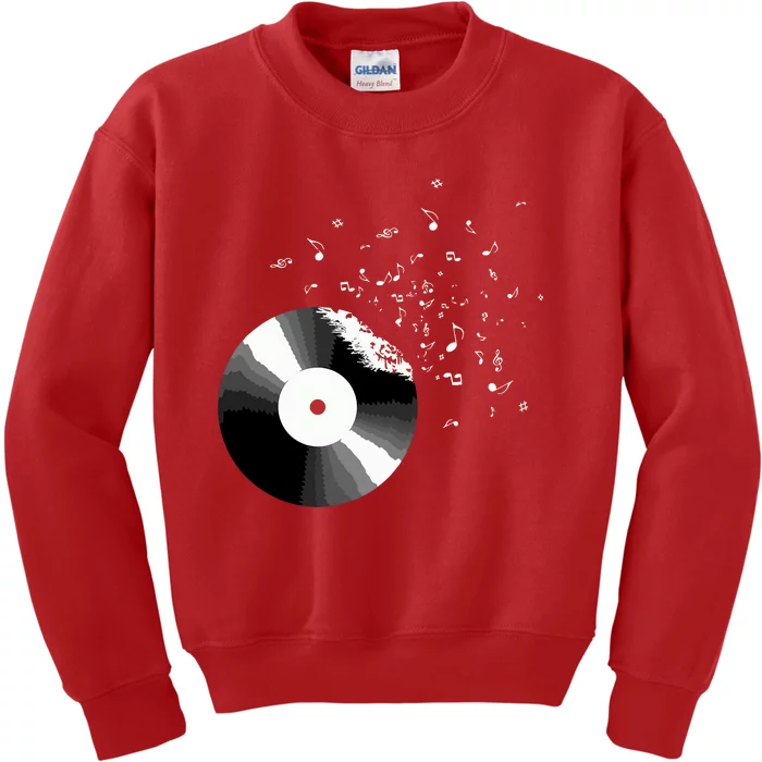 Vinyl Record Retro Music Notes Kids Sweatshirt