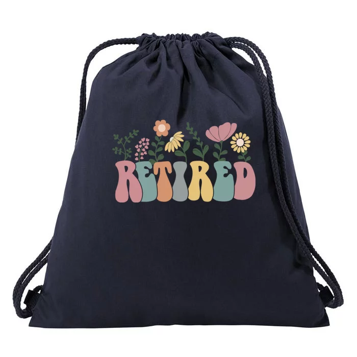 Vintage Retired Retro Retirement Gift For Women Drawstring Bag