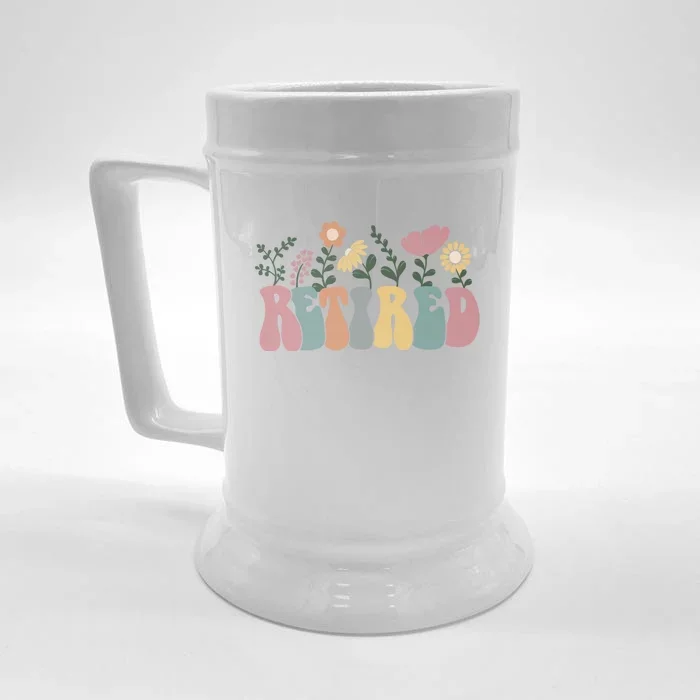 Vintage Retired Retro Retirement Gift For Women Front & Back Beer Stein