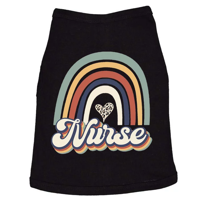 Vintage Retro Rainbow Nurse Nursing Nurse Day Mother's Day Doggie Tank