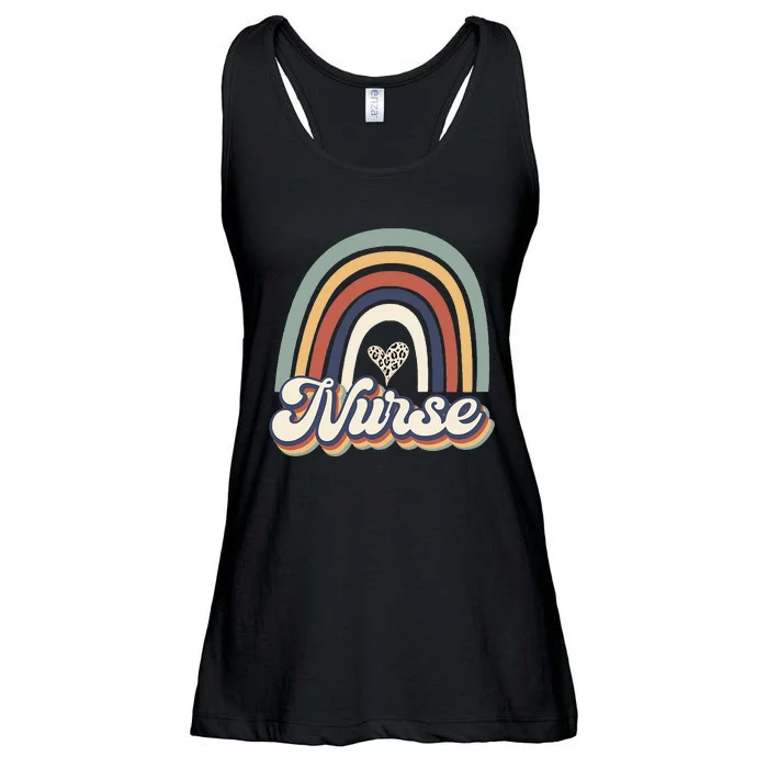 Vintage Retro Rainbow Nurse Nursing Nurse Day Mother's Day Ladies Essential Flowy Tank