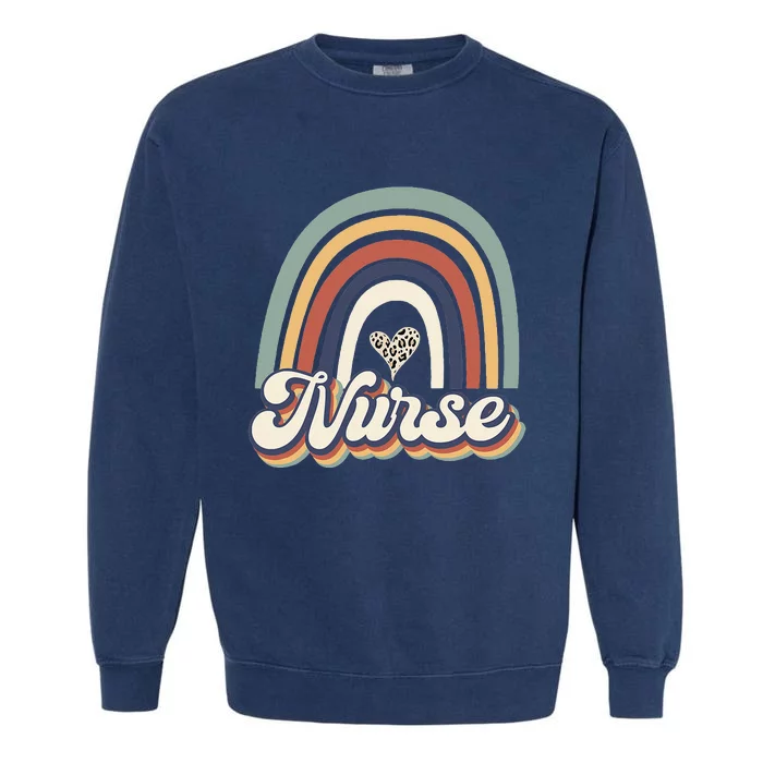 Vintage Retro Rainbow Nurse Nursing Nurse Day Mother's Day Garment-Dyed Sweatshirt