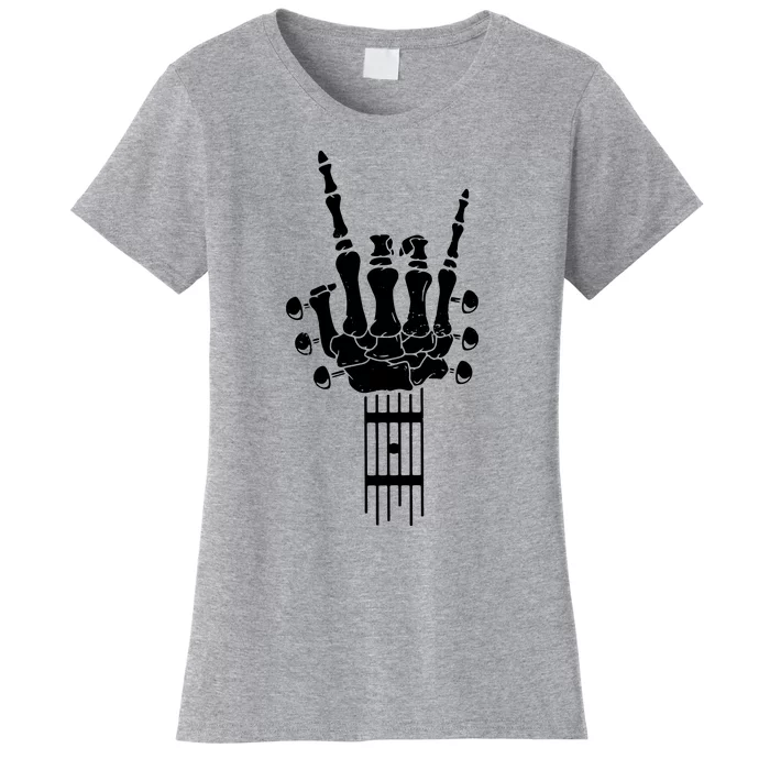 Vintage Rock Roll Funny Skeleton Guitar Musician Lover Women's T-Shirt