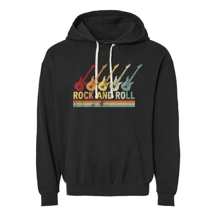 Vintage Retro Rock And Roll Guitar Music Garment-Dyed Fleece Hoodie