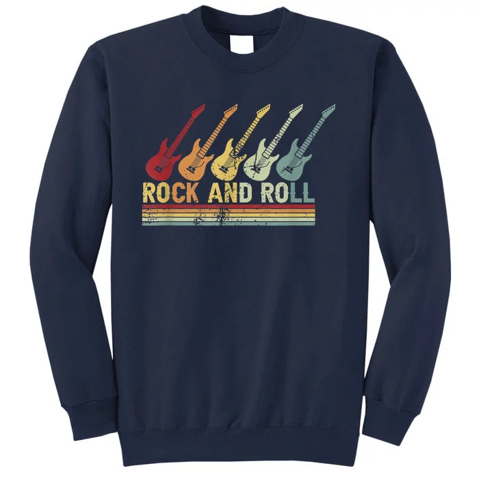 Vintage Retro Rock And Roll Guitar Music Tall Sweatshirt