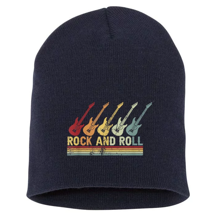 Vintage Retro Rock And Roll Guitar Music Short Acrylic Beanie