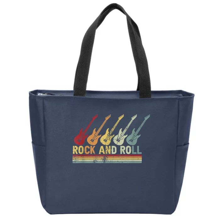 Vintage Retro Rock And Roll Guitar Music Zip Tote Bag