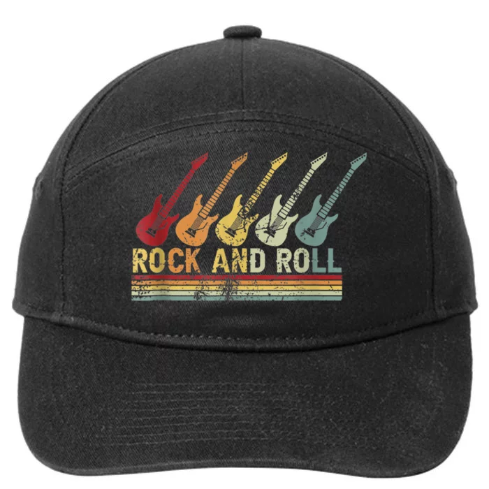 Vintage Retro Rock and Roll Guitar Music 7-Panel Snapback Hat