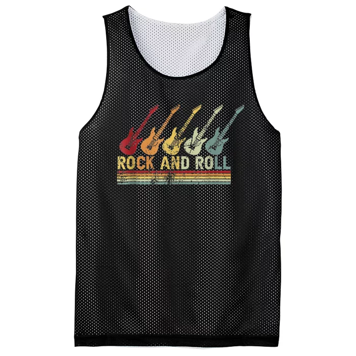 Vintage Retro Rock and Roll Guitar Music Mesh Reversible Basketball Jersey Tank