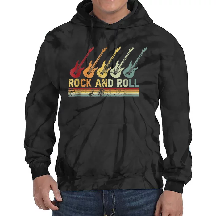 Vintage Retro Rock and Roll Guitar Music Tie Dye Hoodie