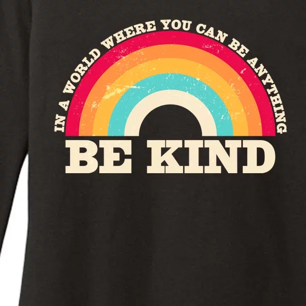 Vintage Retro Rainbow Be Kind Womens CVC Long Sleeve Shirt