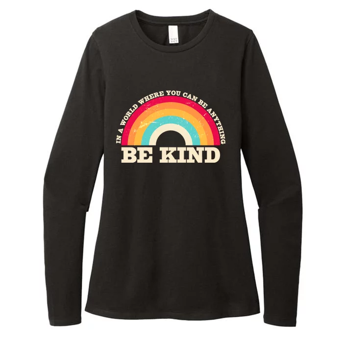 Vintage Retro Rainbow Be Kind Womens CVC Long Sleeve Shirt