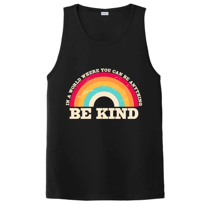 Vintage Retro Rainbow Be Kind Performance Tank