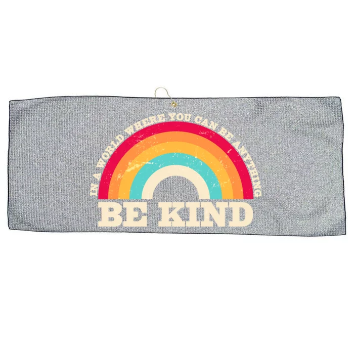 Vintage Retro Rainbow Be Kind Large Microfiber Waffle Golf Towel