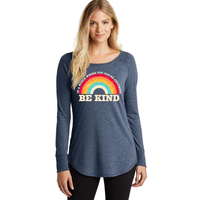 Vintage Retro Rainbow Be Kind Women's Perfect Tri Tunic Long Sleeve Shirt