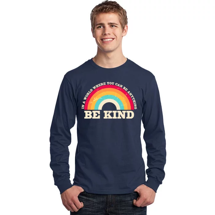 Vintage Retro Rainbow Be Kind Tall Long Sleeve T-Shirt