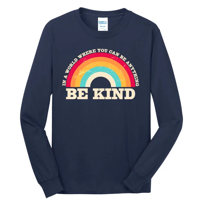 Vintage Retro Rainbow Be Kind Tall Long Sleeve T-Shirt