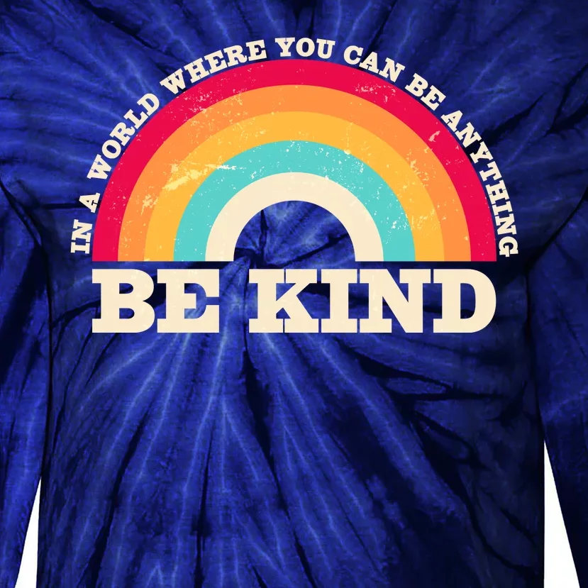 Vintage Retro Rainbow Be Kind Tie-Dye Long Sleeve Shirt