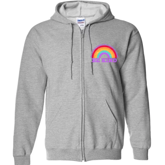 Vintage Retro Rainbow Be Kind Full Zip Hoodie