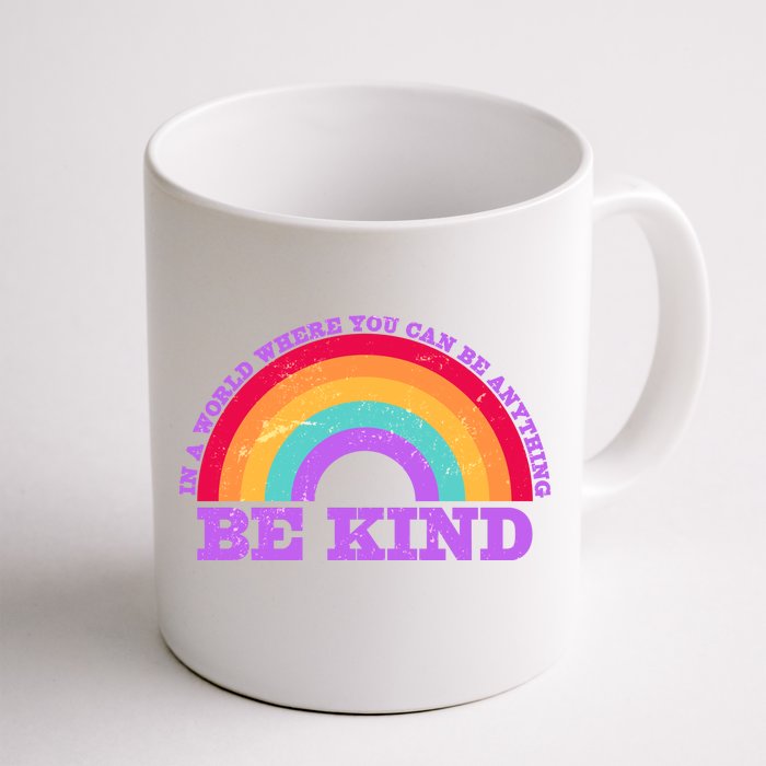 Vintage Retro Rainbow Be Kind Front & Back Coffee Mug