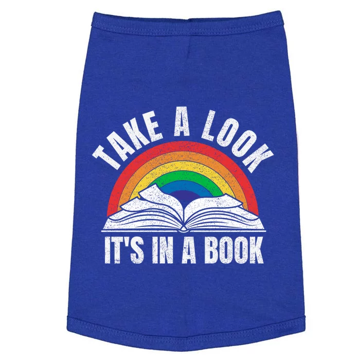 Vintage Retro Rainbow Take A Look It's In A Book Reading Art Gift Doggie Tank