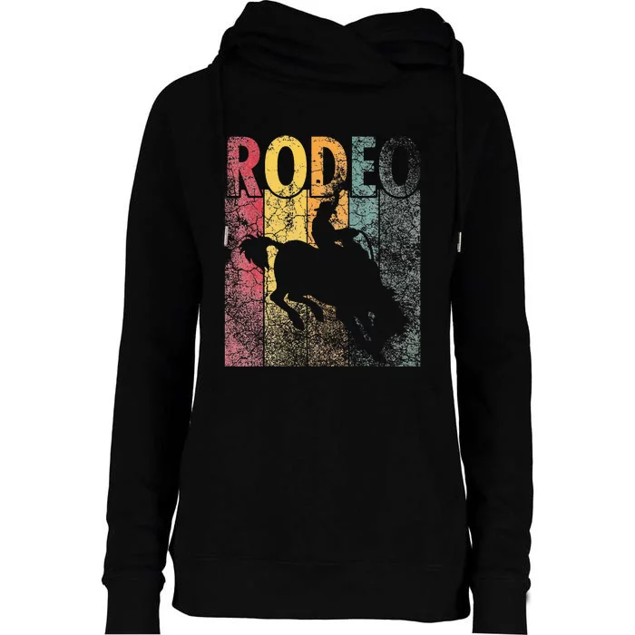 Vintage Rodeo Retro Style Cow Horse Riding Womens Funnel Neck Pullover Hood