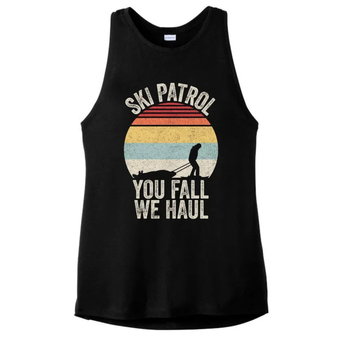 Vintage Retro Ski Patrol You Fall We Haul Skiing Winter Gift Ladies Tri-Blend Wicking Tank