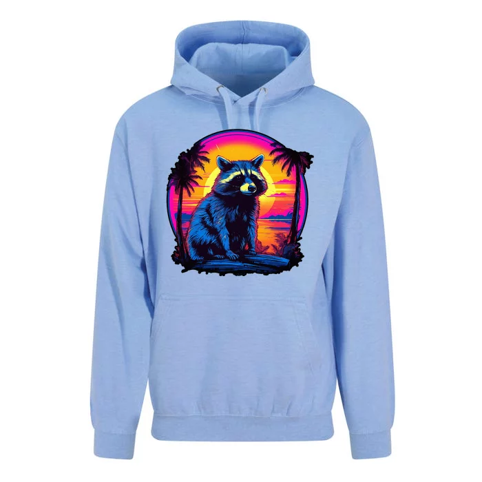 Vintage Retrowave Synthwave 80s Vaporwave Raccoon Unisex Surf Hoodie