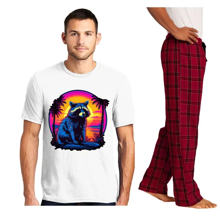 Vintage Retrowave Synthwave 80s Vaporwave Raccoon Pajama Set