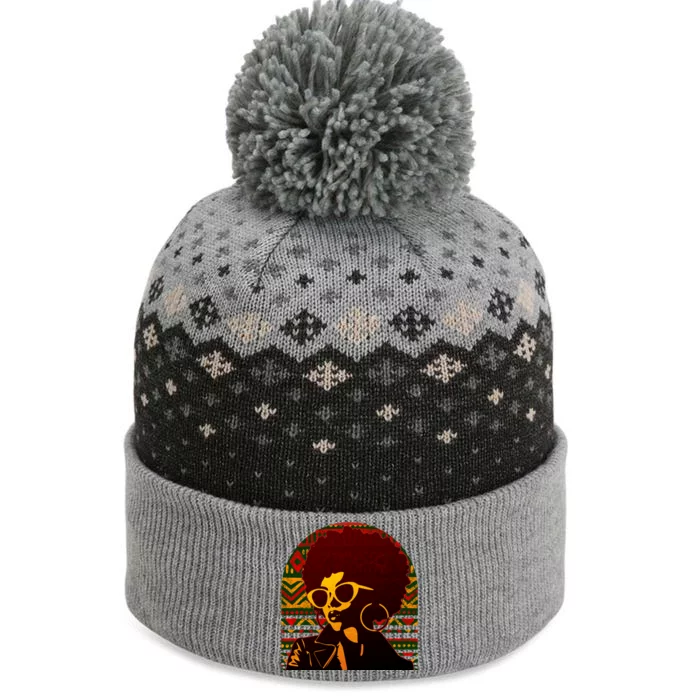 Vintage Retro Stylish Black African American Woman With Afro The Baniff Cuffed Pom Beanie