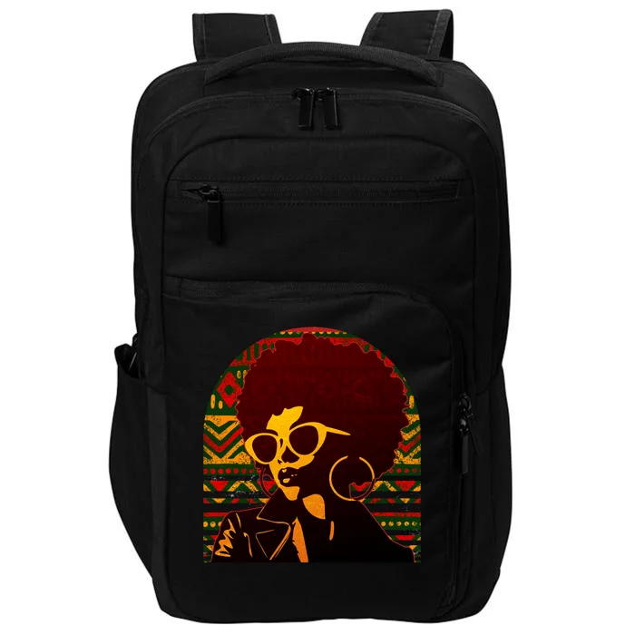 Vintage Retro Stylish Black African American Woman With Afro Impact Tech Backpack