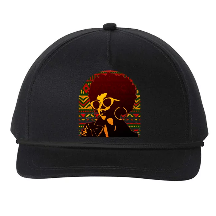 Vintage Retro Stylish Black African American Woman With Afro Snapback Five-Panel Rope Hat