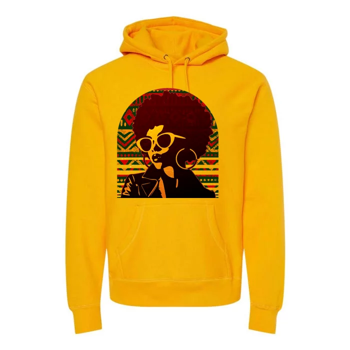 Vintage Retro Stylish Black African American Woman With Afro Premium Hoodie