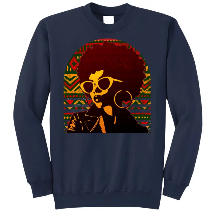 Vintage Retro Stylish Black African American Woman With Afro Sweatshirt