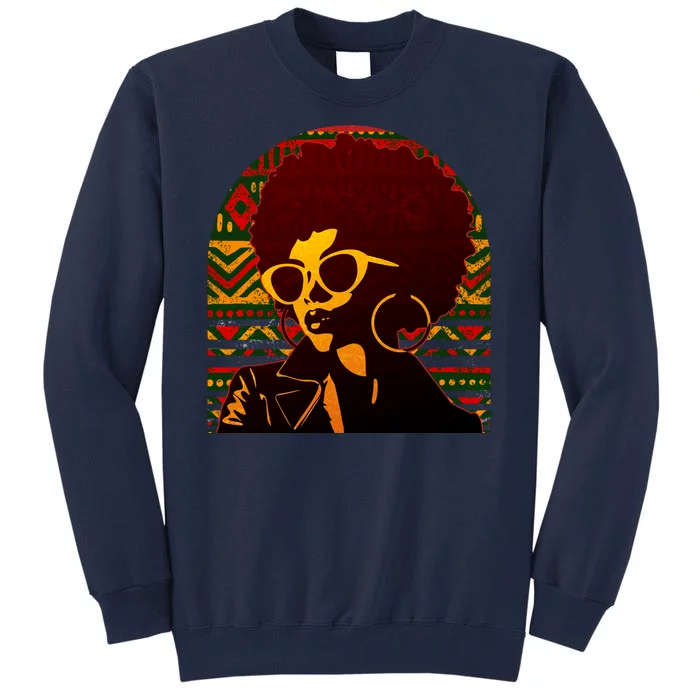 Vintage Retro Stylish Black African American Woman With Afro Tall Sweatshirt