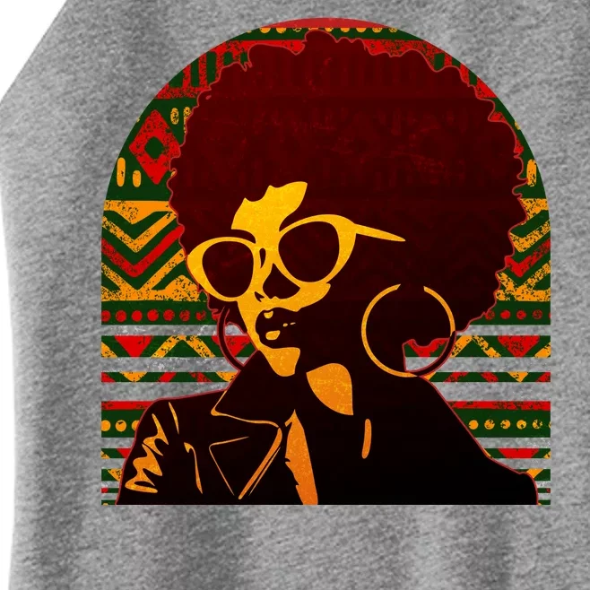 Vintage Retro Stylish Black African American Woman With Afro Women’s Perfect Tri Rocker Tank