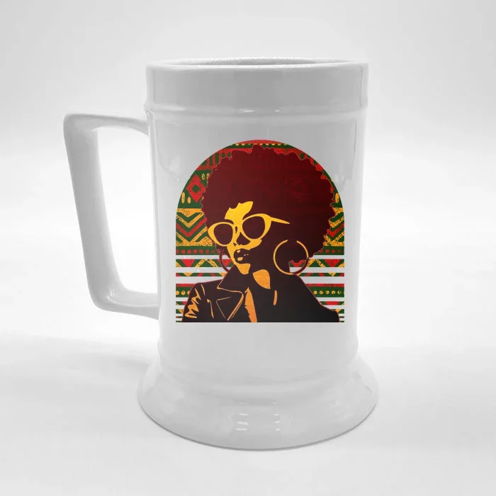 Vintage Retro Stylish Black African American Woman With Afro Front & Back Beer Stein