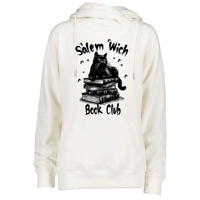 Vintage Retro Salem Witch Book Club Womens Funnel Neck Pullover Hood